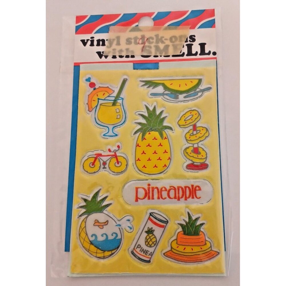 Vintage 1980's Vinyl Stick-ons With Smell Pinapple Iagami Japan Stickers Sealed